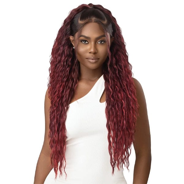 Long Box Braided Lace Front Wig Crochet Braids Burgundy Synthetic Wigs  Natural